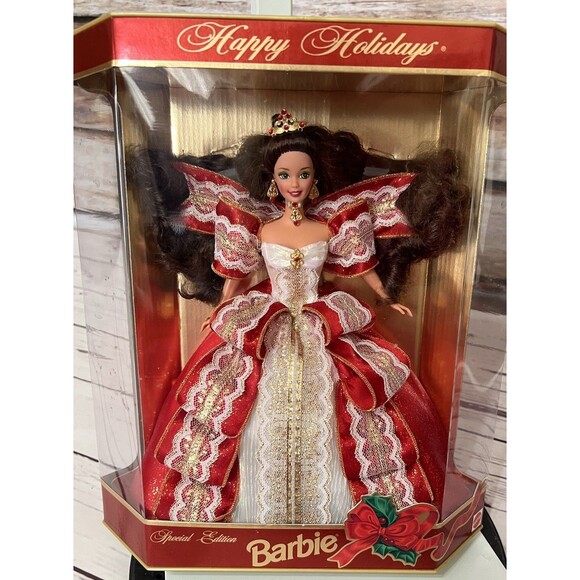 BARBIE 10th Anniversary HAPPY HOLIDAYS 1997 GREEN EYES MATTEL NRFB New - Picture 1 of 10